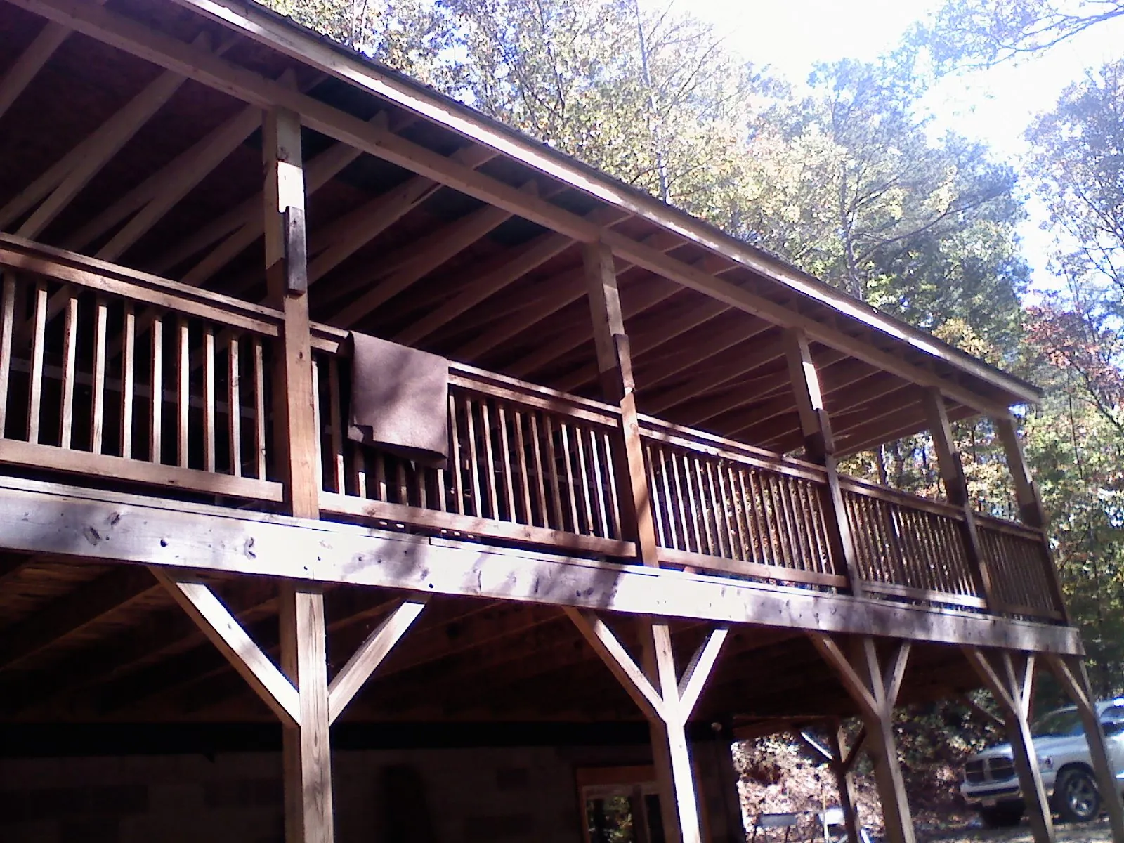 Timber framing under a new elevated porch and deck — Roof Leak Repair in Pineville by Roofing Brothers